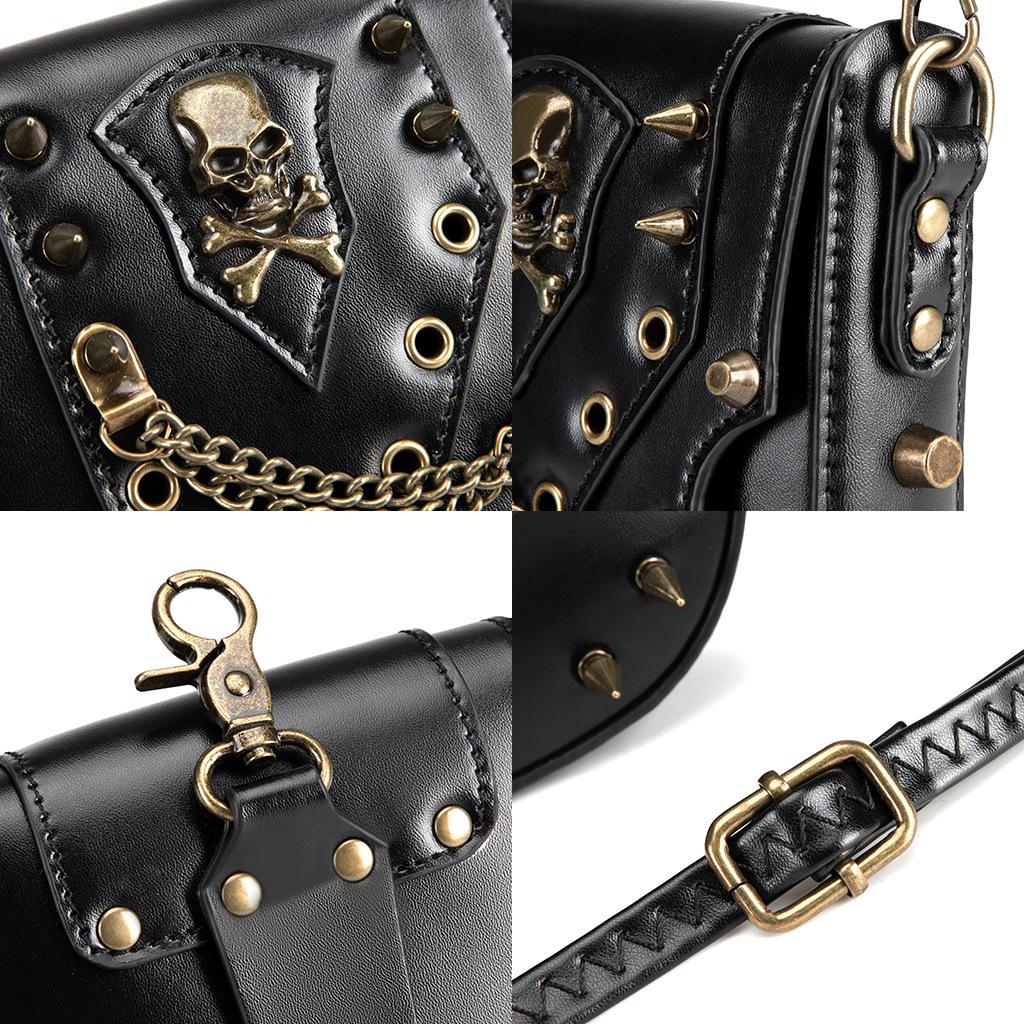 Punk Gothic Skull Carry Purse for Women Handbag Single Shoulder Waist Bag Cell Phone Wallet Steampunk Retro Women's Travel Purse Motorcycle Bag