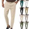 Mens Tapered Pants Casual Linen Pants Elastic Waist Slim Fit Beach Yoga Business Lightweight Cotton Trousers With Pockets