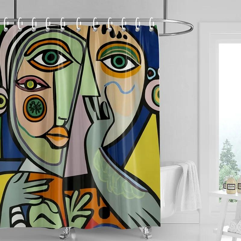 Abstract Cubist Art Bath Curtain - High-Quality Waterproof And Mildew-Proof Bathroom Decor For A Unique Home Statement