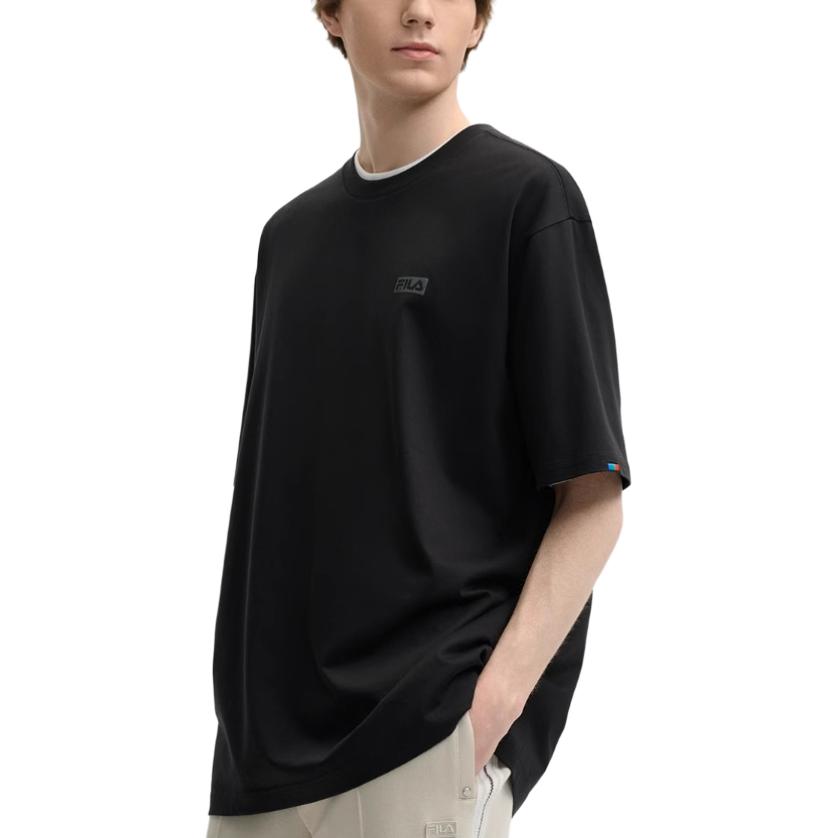 Fila Original Simple Casual Cotton Loose Short Sleeve T-Shirt Men Tops Black F51M529109F-BK