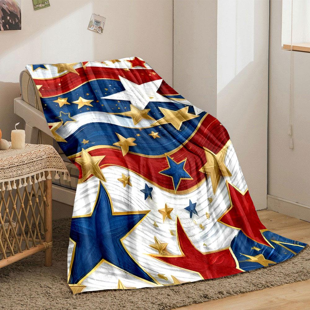 Patriotic Stars Stripes Blanket bedroom Blanket for Livingroom Couch lunch break Soft throw for Friend's festival Gift