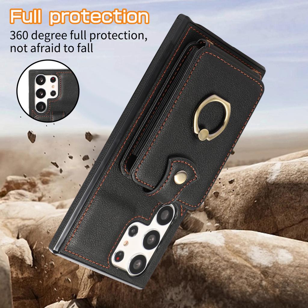 Crossbody Leather Phone Case for Samsung Galaxy S25 Ultra S25Edge S24 Plus S23 S20 FE S22 Note20 A56 A36 Ring Card Holder Wallet