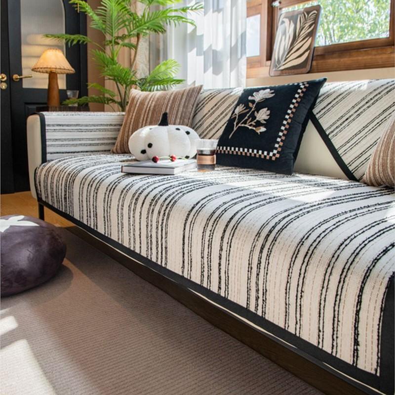 Sügiskodu libisemiskindel triibuline diivanipadi Diivani kattematt Šenill Slipcover Funda diivanimatt