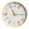 Easy To Read Colorful Numerals Wall Clock Quiet Operations Wood Grain Plastic Clock for Home Office Nursery Decoration