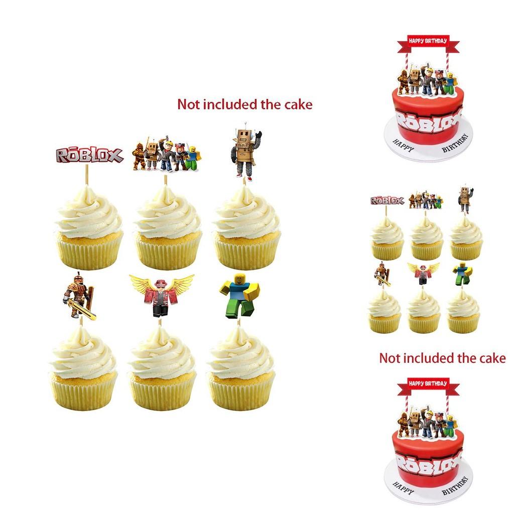 Roblox Geburtstagsfeier Zubehör Set mit lebhaften Banner Luftballons und Kuchenaufsätzen für Kinder