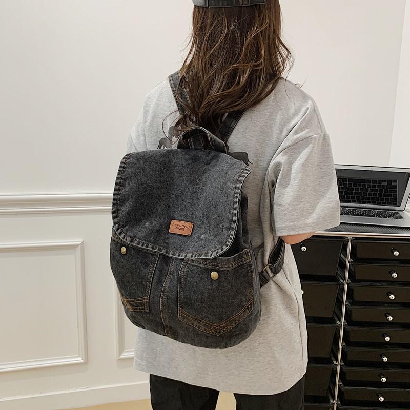 Large Capacity Backpack Women Denim Backpack