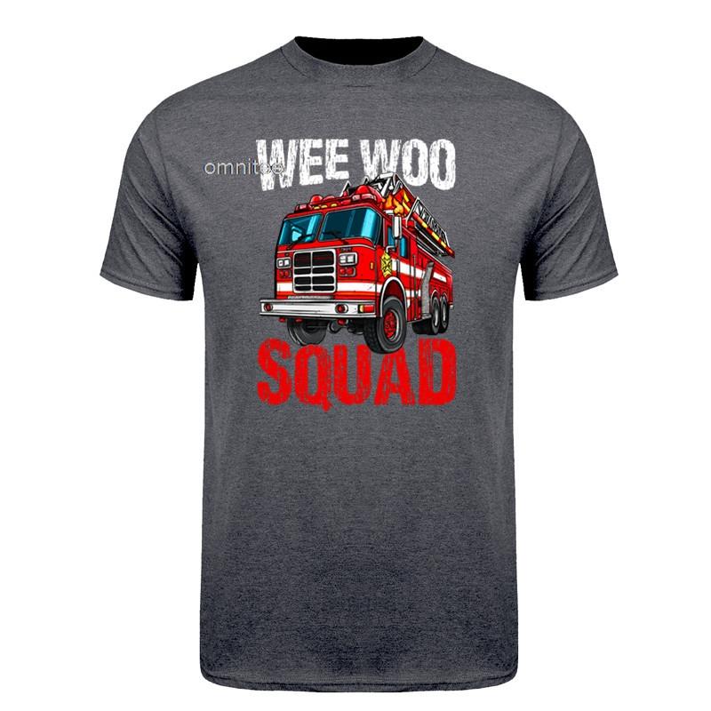 Wee Woo Squad Firefighter Fire Truck FireUnisex Classic TShirt Cotton Birthday Gifts Unisexs Casual Loose Oversized T Shirt HJ037
