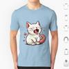 Aaahhhhh Gähnende Katze T-Shirt 6XL Baumwolle Cooles T-Shirt Niedliche Katzenillustration Cartoon-Katzen-Design Miauzende Katze Kunst Verspielte Katze