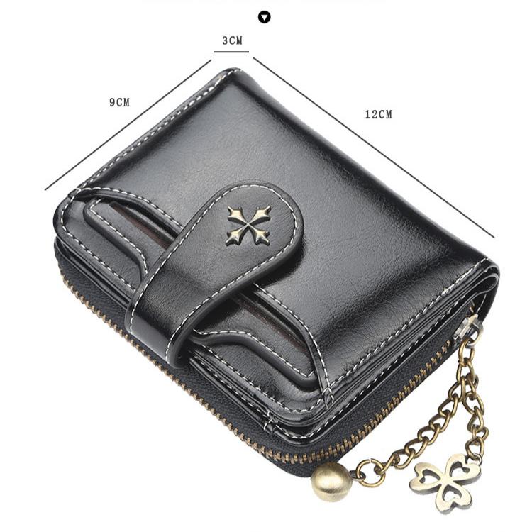 Baellerry Women's Wallet Fashion Short Purse Tassel Card Holder with Multiple Card Slots Zipper Coin Purse