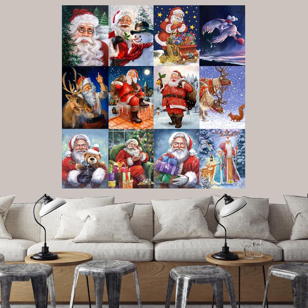 Diamond Painted Santa 5D DIY Diamond Full Circle Diamond Embroidery Snowman Mosaic Home Decoration Gift
