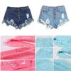 Premium Quality Usa Women High Waisted Washed Ripped Hole Mini Jeans Pants For Stylish Comfort