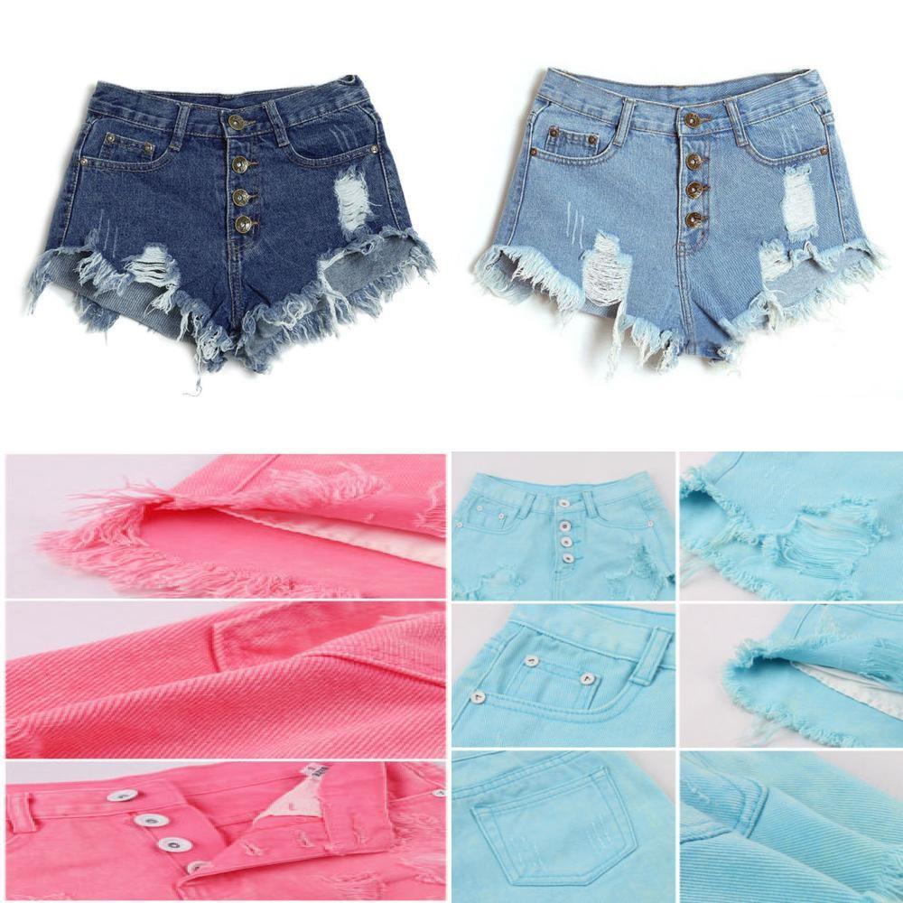 Premium Quality Usa Women High Waisted Washed Ripped Hole Mini Jeans Pants For Stylish Comfort
