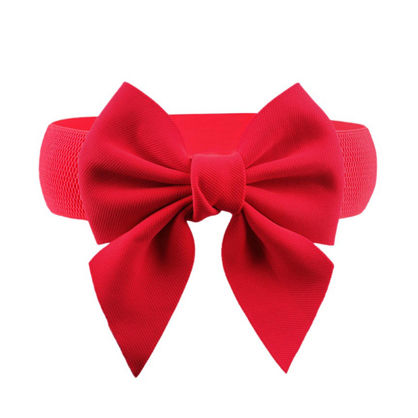

Stretchy Waist Chain Solid Color Bow for Women Prom Banquet Club Party Hot Girl Oversize Elegant Woven Belt F