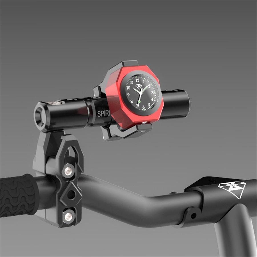 Motorcycle Handlebar 2 in 1 Gauge Luminous Time Clock + Thermometer Waterproof