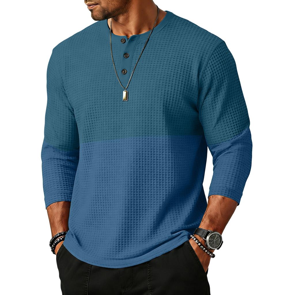 Men's  Sports  Leisure  Waverg  Three  Pieces  Buckle  Seven  Points   Sleeve  T-Shirt