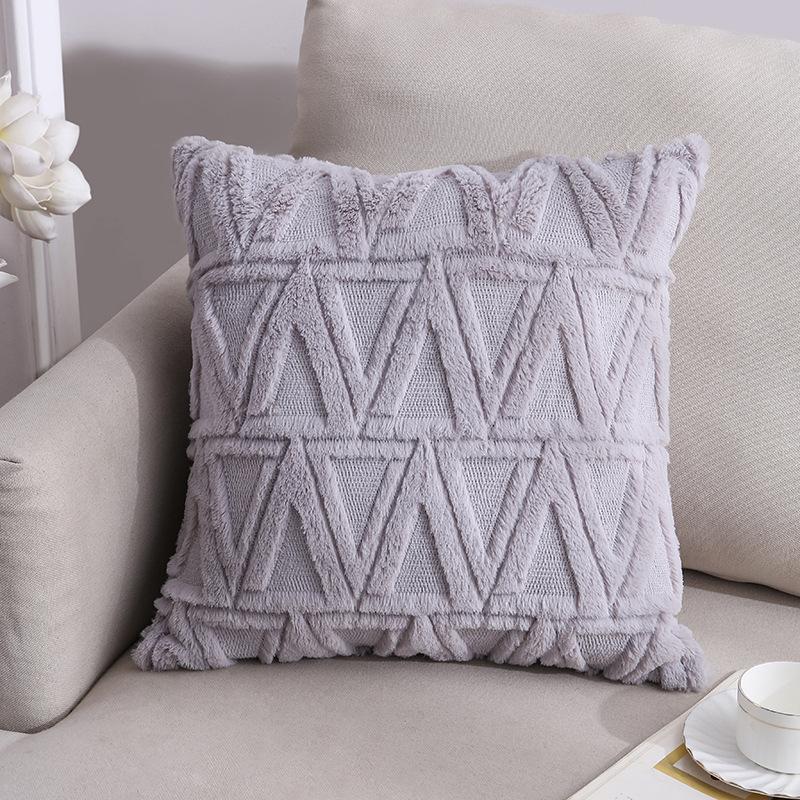 Latest 45x45cm Plush-touch Throw Pillow Covers Solid Color Square Bolster Wool Pillow Case For Sofa Bedroom Car Cusihion Cover Decorative