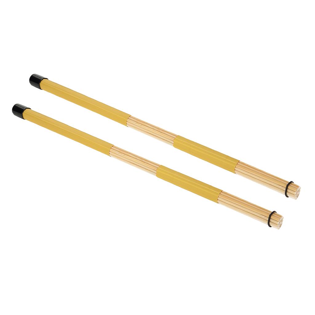 1 Pair Practical Bamboo Drum Brushes Sticks Rod Drumsticks Music Instrument Accessory (Yellow)