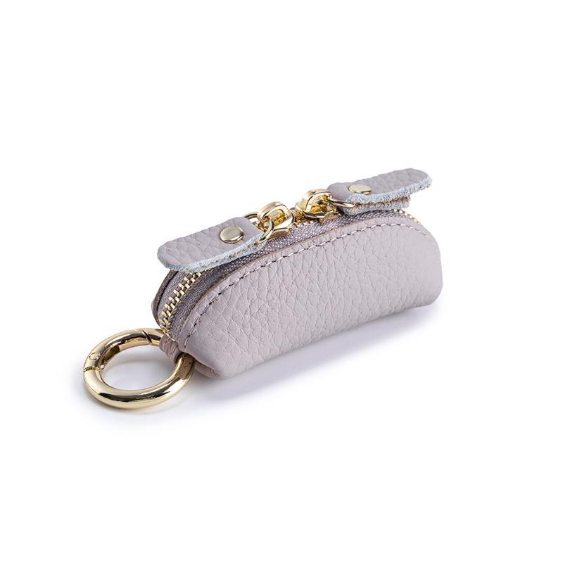 Mini Leather Coin Purse Soft Water-resistant Zipper Pouch with Key Ring Compact Card Holder for Men Women Outdoor