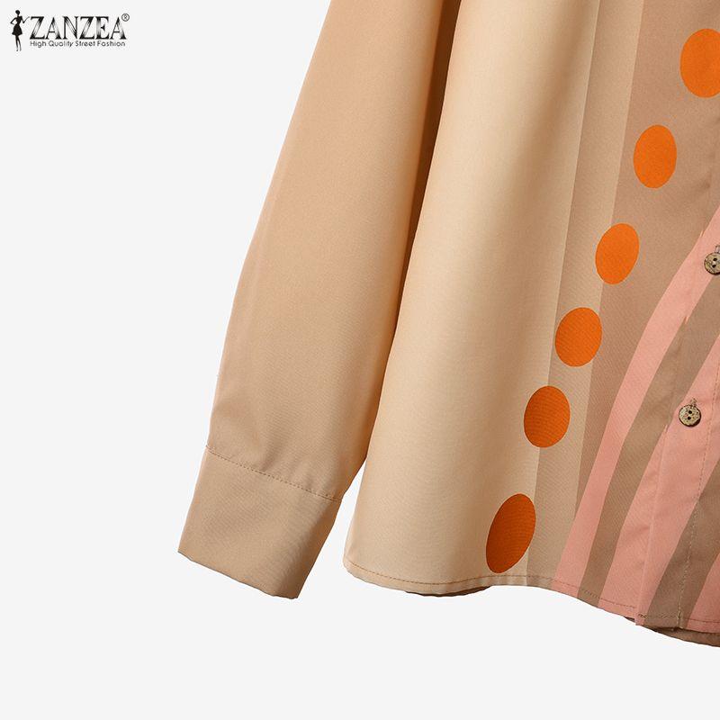 ZANZEA Women Long Sleeve Print Blouse and Pants Casual Two Piece Suit Sets