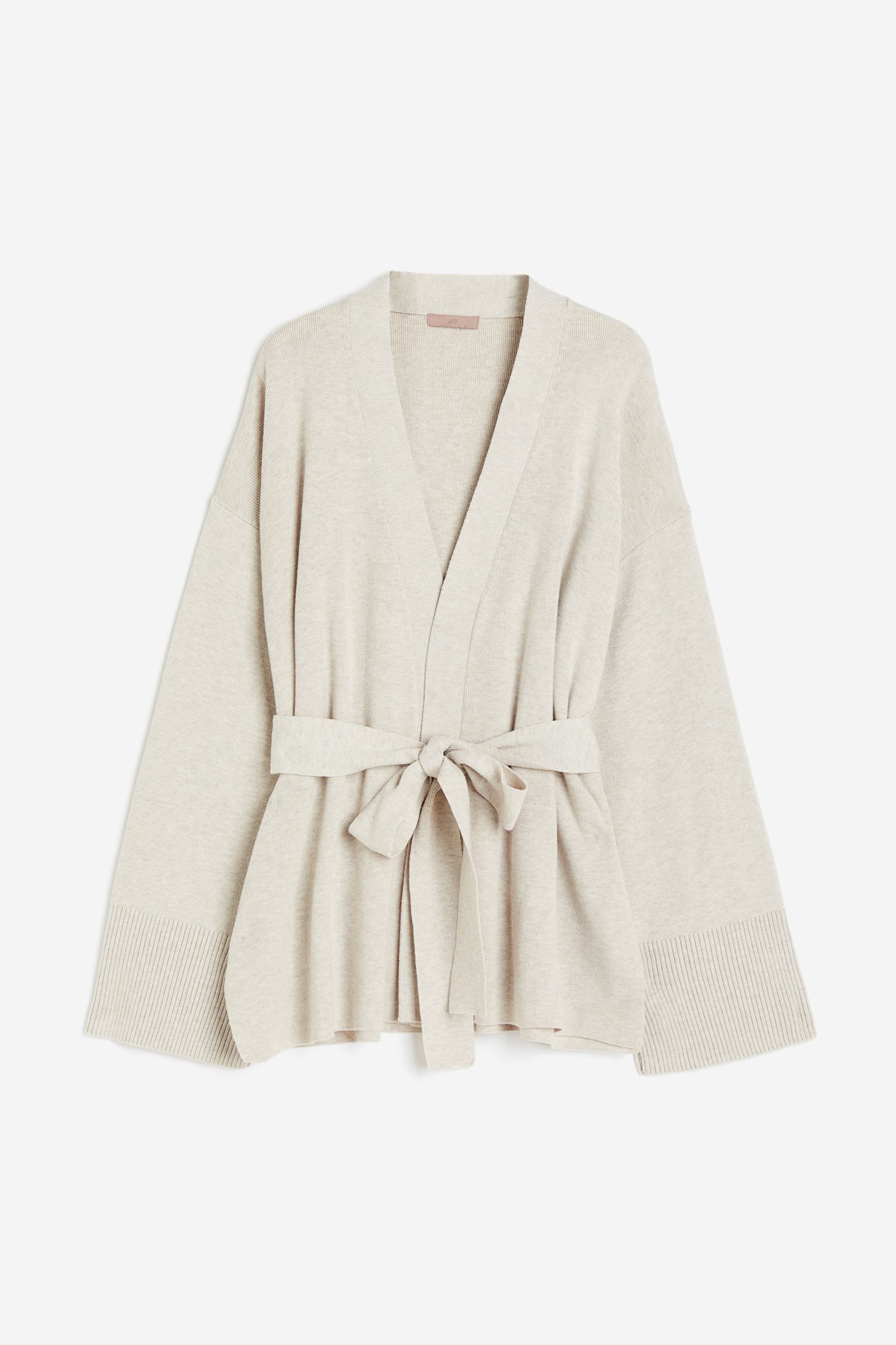 

Tie-belt fine-knit cardigan