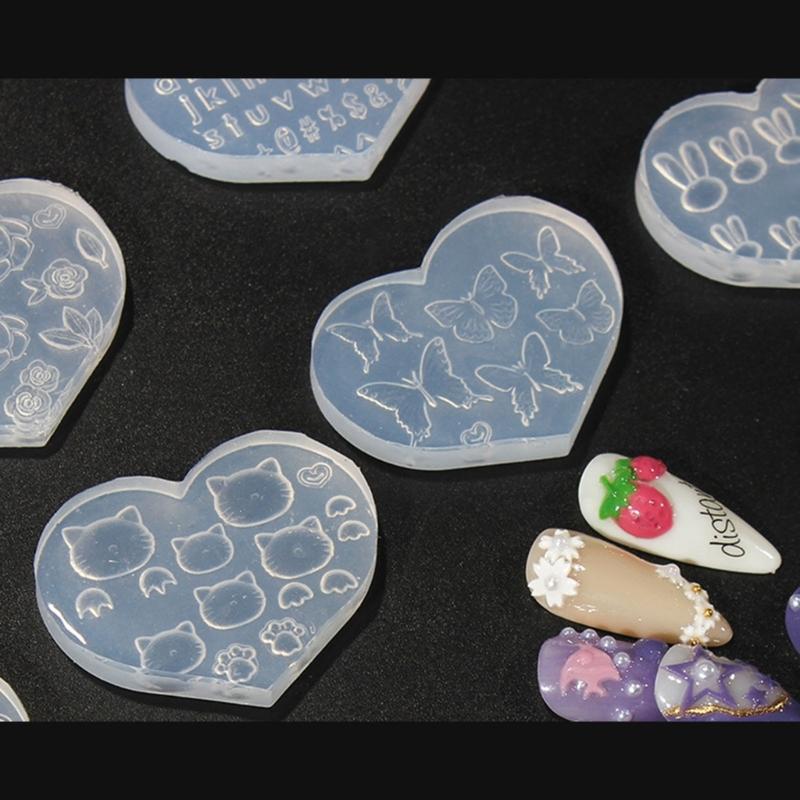 Silicone Nail Art Handicrafts Moulds DIY Nail Tools Accessories Nail Carving Molds Silicone Material for Nail Decoration