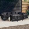 Day and Night - Day and Night Garden Furniture 11 Pieces and Cushions Black Solid Pine Wood
