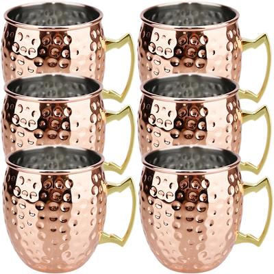 New Cocktail Wine Cup Moscow Mule Mug 550ml Stainless Steel Hammered Copper Plated Beer Cup Coffee Bar Drinkware for Ramadan