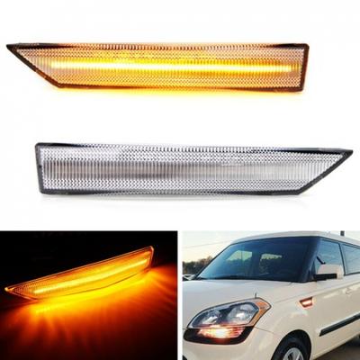 Clear Lens Amber LED Fender Blinker Side Marker Lights For 2009-13 Gen1 Kia Soul