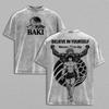 Anime Baki Hanma Baki Graphic T Shirt Men Short Sleeve Clothing Casual Cotton Tshirt Vintage Washed T-shirt Harajuku Male Tops