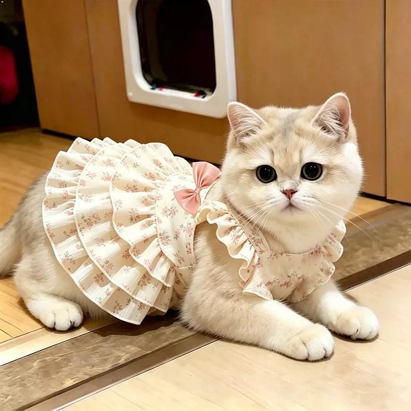 Summer Pet Sweet Clothes Dog and Cat's Fashion Floral Print Dress J070
