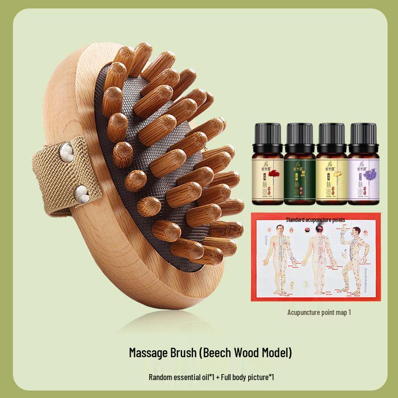 Brosse de Massage Abdominal en Bois Massif pour le Ventre et le Soulagement des Méridiens