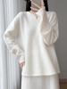Women's Plus Size Wool Lace V-Neck Base Layer Sweater - Loose Fit for Autumn/Winter