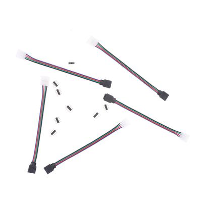 5Pcs 5050 Led Rgb Strip Light Connector 4 Pin Conductor Strip To Controller Jumper Solderless Clip On Pigtail Power Adapter