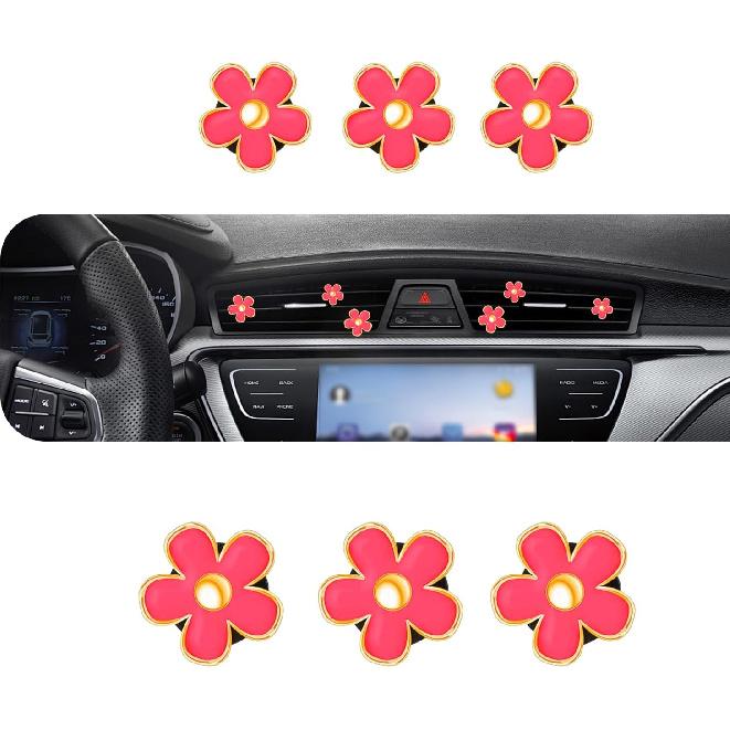 6 PCS Cute Daisy Flower Air Vent Clips, Mini Flower Car Air Conditioning Vent Clip, Cute Car Interior Dashboard Vents Decoration, Universal for Most