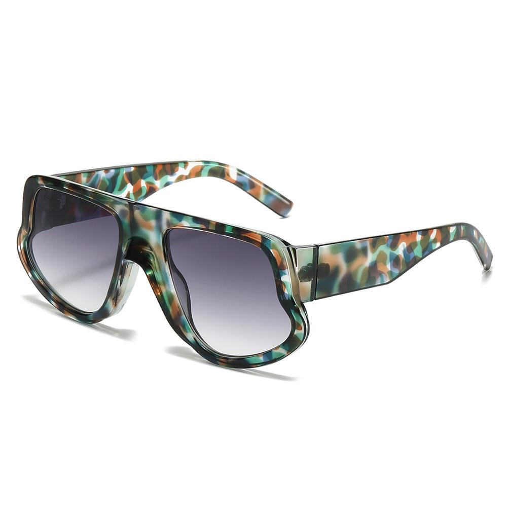 New Luxury Irregular Round Frame Leopard Gradient Women Sunglasses  Wide Leg Design Personality Trend Men Sun Glasses Uv400