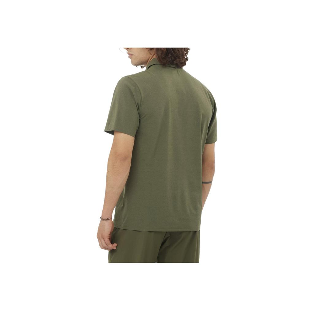 Salomon Trackline Comfortable Soft Breathable Short Sleeve Polo Shirt Men tops Green C24393