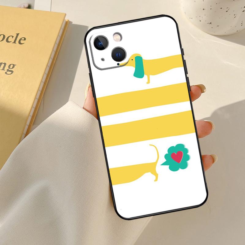 Cartoon Dachshund Sausage Dog Cover For iPhone 13 14 15 16 Pro Max 12 Mini 11 14 15 16 Pro Max Plus X XR XS Max Phone Case