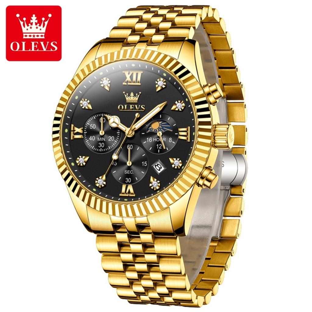 Fashion Quartz Watch Gift Stainless Steel Watchband Round-dial Wristwatch Calendar Luminous Small Second