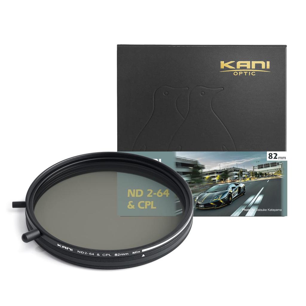 KANI 82mm Variable ND Filter Maximum 6 Stops of Light Reduction Detachable Adjustment Suppresses Uniformity at High Low 812681 ND2-64 + CPL, Effect,