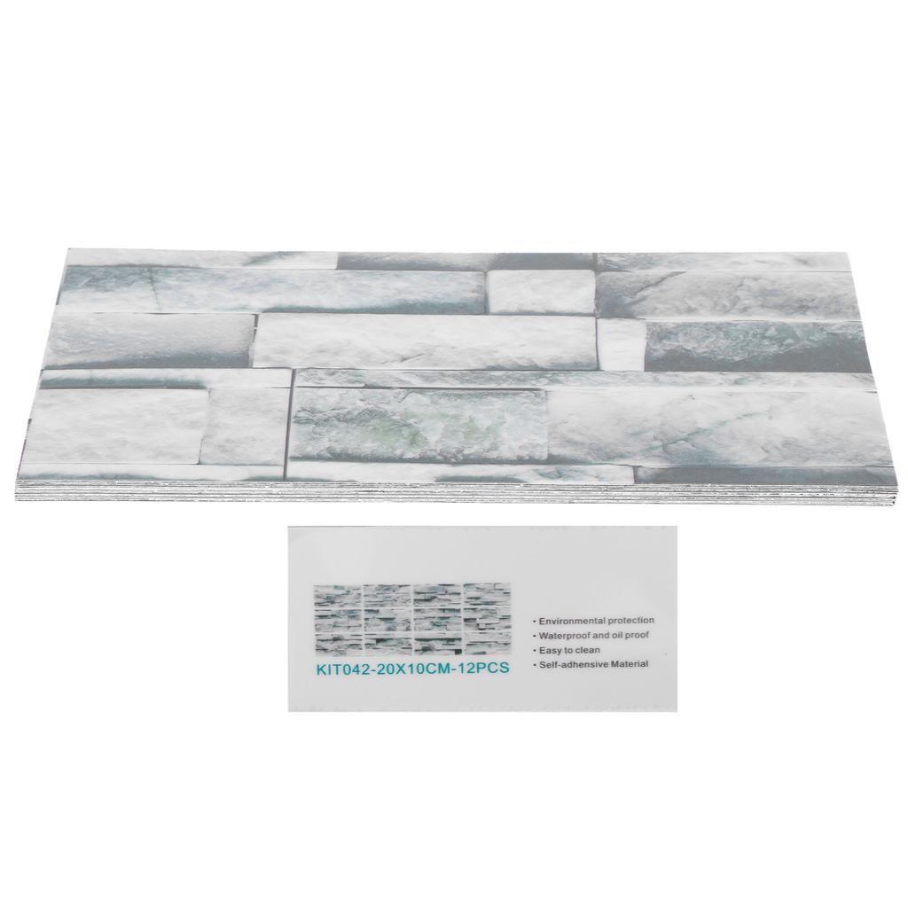12Pcs PVC Tile Sticker Waterproof Self Adhesive Bathroom Kitchen Living Room Decor Floor