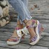 Wedge heel platform sandals women's spring and summer new fish mouth open-toed bow colorful sandals