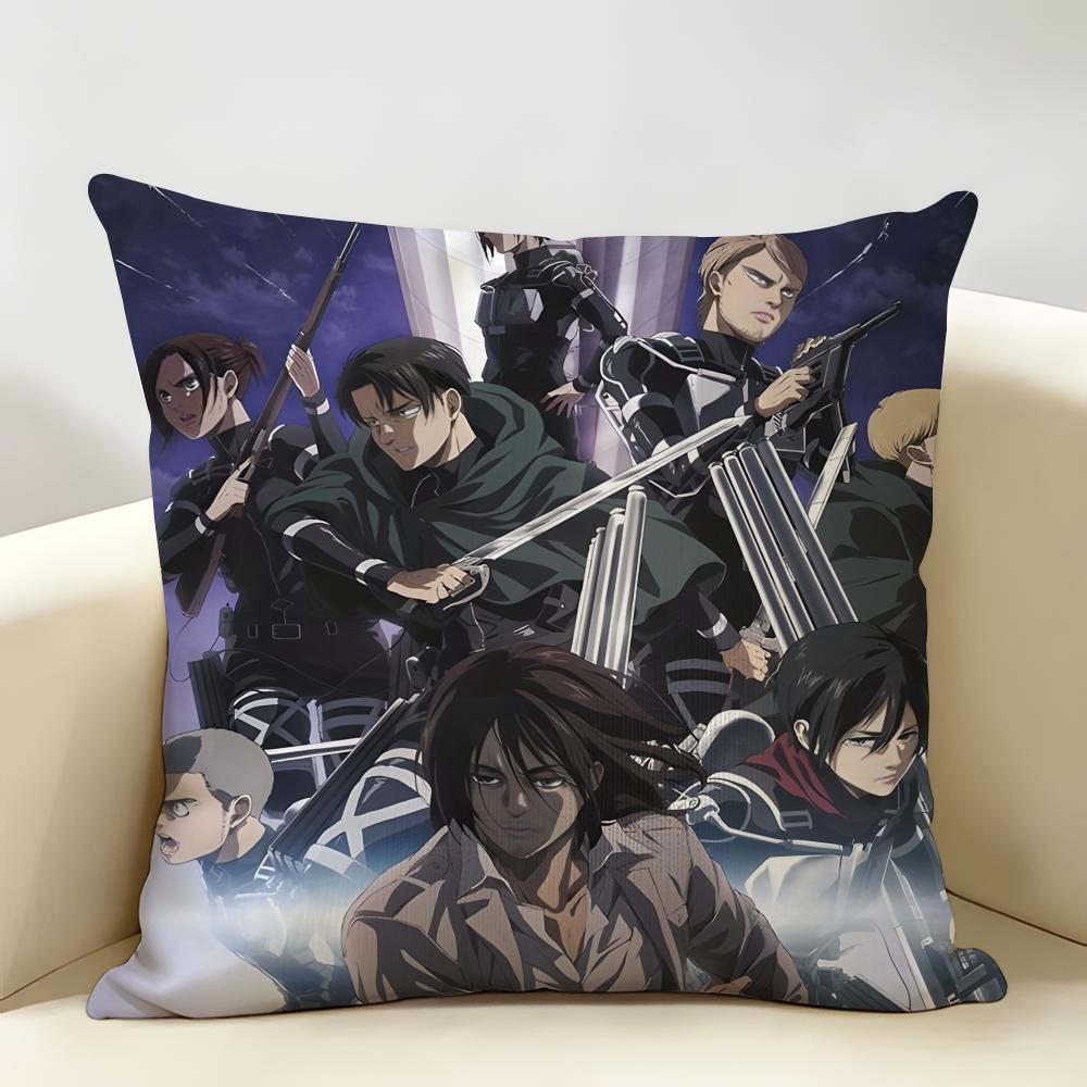 Anime AAttack On Titan Cushion Cover Natural Linen Organic Fabric DoubleSided Printing Room Sofa Decor Pillow Case