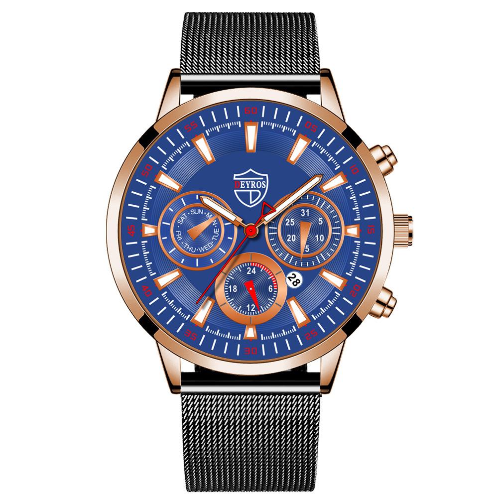 Moderne Herrenuhr Kalenderuhr Business-Uhr Herren-Edelstahluhr Hand Quarzuhr