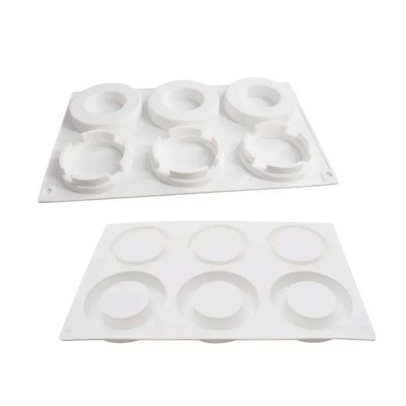 6 Cavity Donut Silicone Cake Mold Mousse French Dessert Pastry Silicone Round Jelly Cake Mold Kitchen Tool Baking Mold
