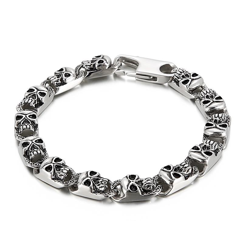 KALEN Punk Fine Jewelry Fashion Bracelets Men Multiple Style Chain Stainless Steel Skull Links Bracelet