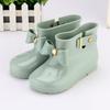 Stivali da Pioggia per Bambini Moda Fiocco Fibbia Metallica Stivale da Ragazza Carino Bambino Neonato Scarpe Impermeabili Bambini Antiscivolo Scarpe da Acqua