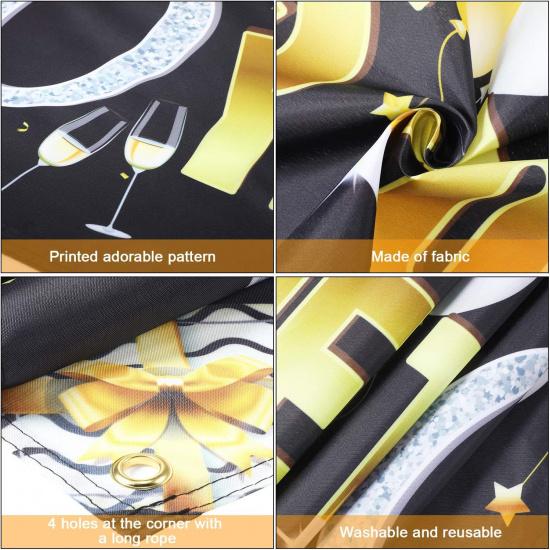 Boao Happy 70th Birthday Banner for Men Women Sign 70 Years Black Gold Glitter Birthday Sign Banner Party Decoration Supplies Anniversary Celebration
