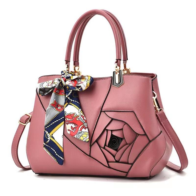 Stylish Pu Bucket Handbag For Women With Floral Scarf Design And Spacious Interior
