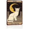 Vintage Cat Tarot Metal Sign X Inch Retro Tin Poster Gothic Witchy Wall Art Home Decor