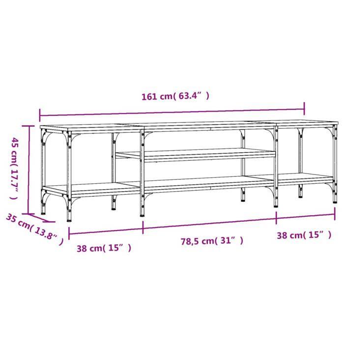 VidaXL TV Cabinet Sonoma Grey 161x35x45 Cm Engineered Wood and Iron 831811